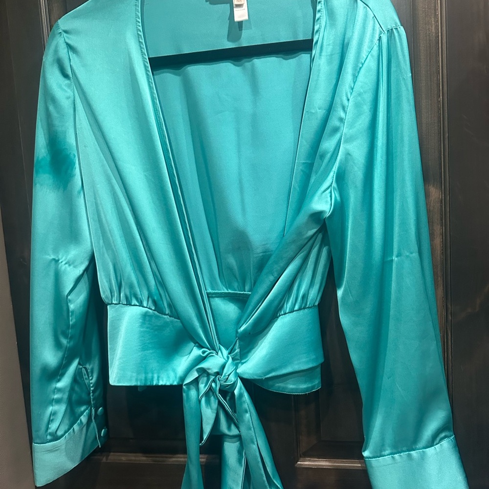 Hutch Teal Wrap Top